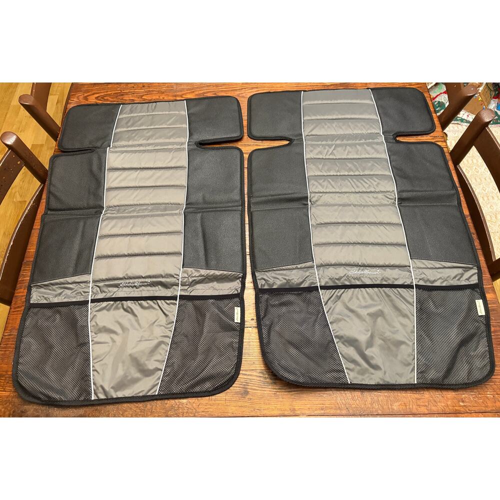 (2) Eddie Bauer Universal High Back Car Seat Protector in black and grey